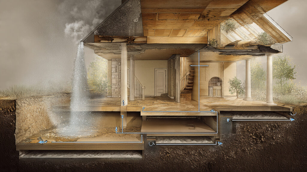 Vapor barrier basement system installed in a US crawl space